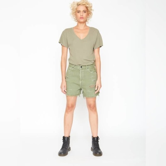 Free People Pants - Free People X Sandrine Rose NWT Distressed Raw Hem Bermuda Shorts Army Size 27